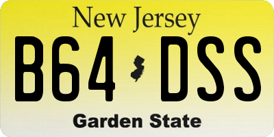 NJ license plate B64DSS