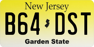 NJ license plate B64DST