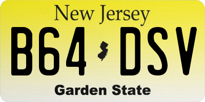 NJ license plate B64DSV