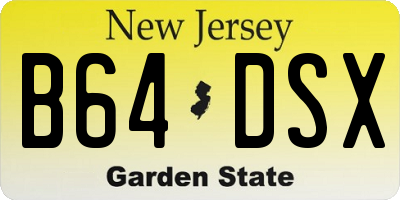 NJ license plate B64DSX