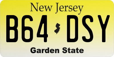 NJ license plate B64DSY