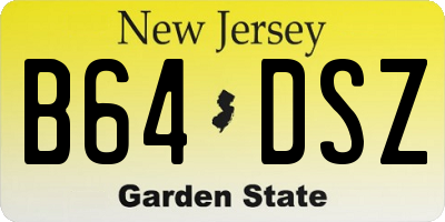 NJ license plate B64DSZ