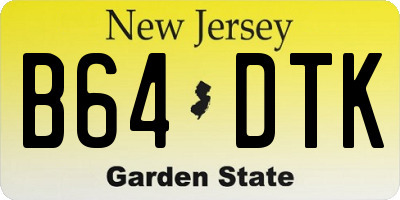 NJ license plate B64DTK