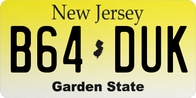 NJ license plate B64DUK