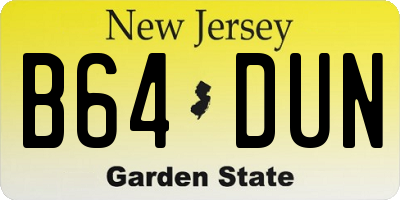 NJ license plate B64DUN