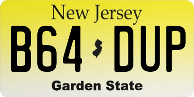 NJ license plate B64DUP