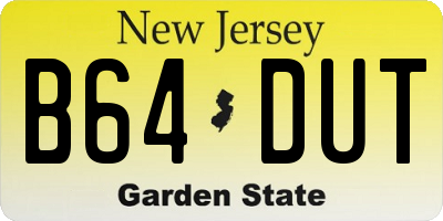 NJ license plate B64DUT