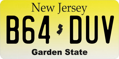 NJ license plate B64DUV