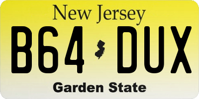NJ license plate B64DUX