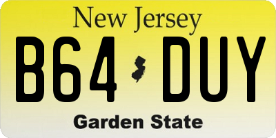 NJ license plate B64DUY