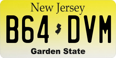 NJ license plate B64DVM