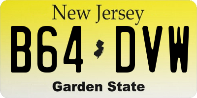 NJ license plate B64DVW