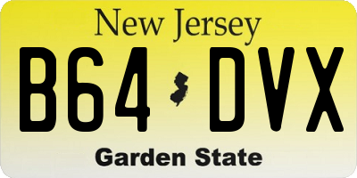 NJ license plate B64DVX