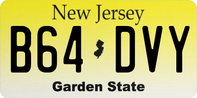 NJ license plate B64DVY