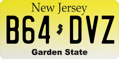 NJ license plate B64DVZ