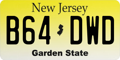 NJ license plate B64DWD