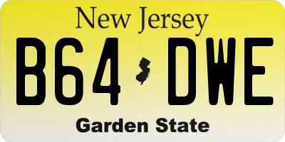 NJ license plate B64DWE