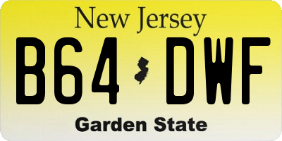 NJ license plate B64DWF