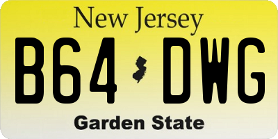 NJ license plate B64DWG