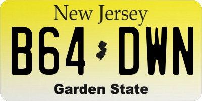 NJ license plate B64DWN