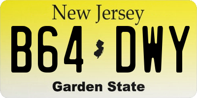 NJ license plate B64DWY