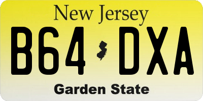 NJ license plate B64DXA