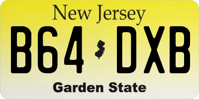 NJ license plate B64DXB