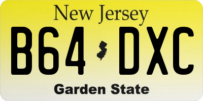 NJ license plate B64DXC