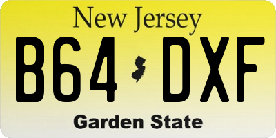 NJ license plate B64DXF