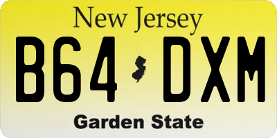 NJ license plate B64DXM