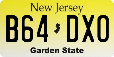NJ license plate B64DXO