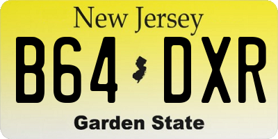 NJ license plate B64DXR