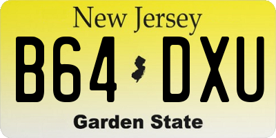 NJ license plate B64DXU