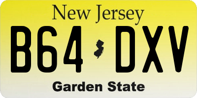 NJ license plate B64DXV