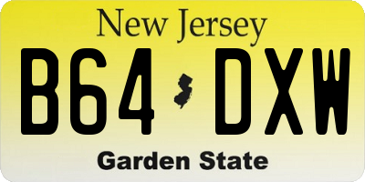 NJ license plate B64DXW