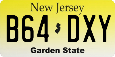 NJ license plate B64DXY
