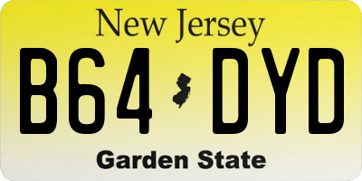 NJ license plate B64DYD