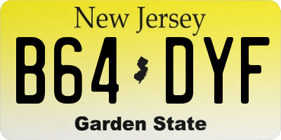 NJ license plate B64DYF