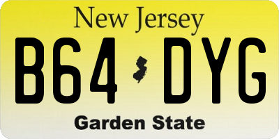 NJ license plate B64DYG