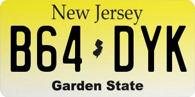 NJ license plate B64DYK