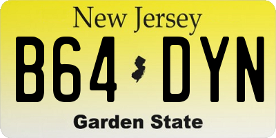 NJ license plate B64DYN