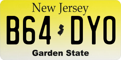 NJ license plate B64DYO