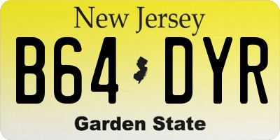 NJ license plate B64DYR
