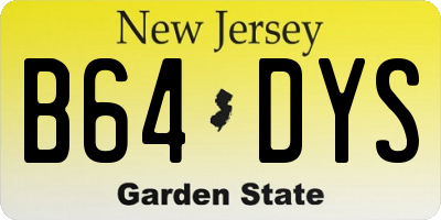 NJ license plate B64DYS