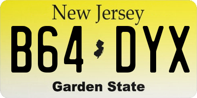 NJ license plate B64DYX