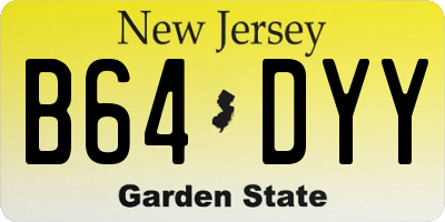 NJ license plate B64DYY