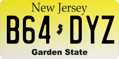 NJ license plate B64DYZ