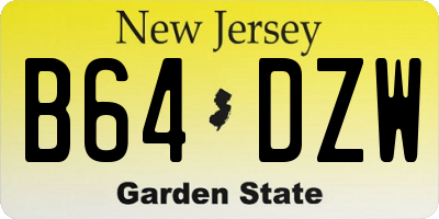 NJ license plate B64DZW