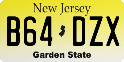 NJ license plate B64DZX