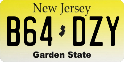 NJ license plate B64DZY